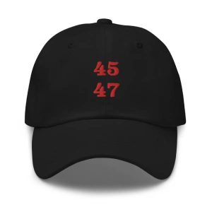 Red 45 47 Trump Embroidered Dad Hat